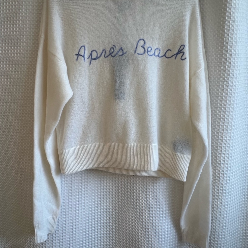 House of Harlow 1960 White and Blue Cashmere Sweater